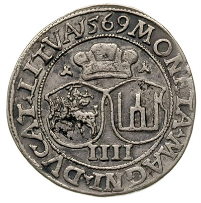 czworak 1569, Wilno, Ivanauskas 10 SA38-3, drobna wada blachy, ciemna patyna