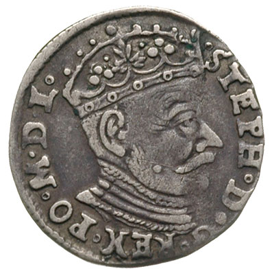 trojak 1581, Wilno, odmiana bez herbu podskarbiego, Iger V.81.2.c (R5), Ivanauskas 4SB23-9, bardzo rzadki