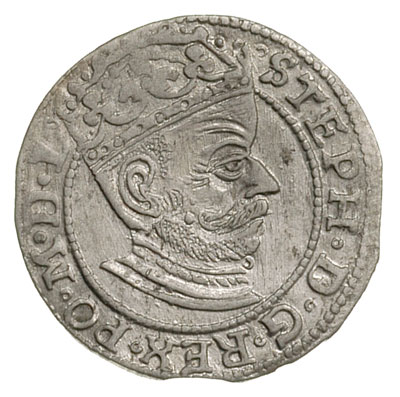 grosz 1581, Ryga, odmiana ze skróconą datą, Gerbaszewski 4.1, duże lustro mennicze
