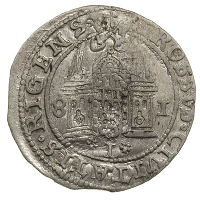 grosz 1581, Ryga, odmiana ze skróconą datą, Gerbaszewski 4.1, duże lustro mennicze