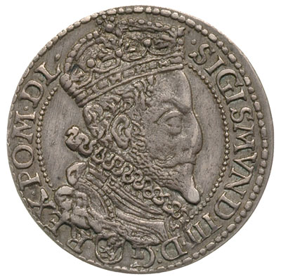 szóstak 1599, Malbork, duża głowa króla, patyna,