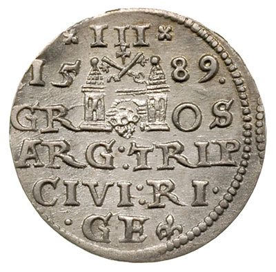 trojak 1589, Ryga, Iger R.89.3.c (R), Gerbaszewski 3, piękny