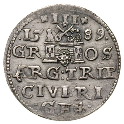 trojak 1589, Ryga, Iger R.89.3.c (R), Gerbaszewski 18, patyna