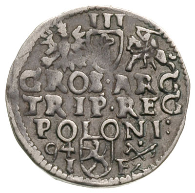 trojak 1594, Poznań, awers Iger P.94.2.c, rewers Iger P.94.2.b, patyna