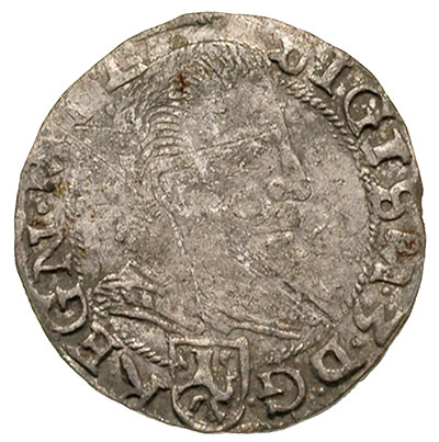 grosz 1597, Lublin, Aw: Popiersie i napis wokoło, Rw: Tarcze herbowe i napis wokoło, T. 25, bardzo rzadki