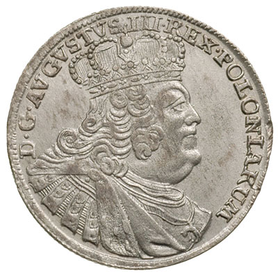 ort 1755, Lipsk, Kahnt 688 (wariant awersu d - masywne i szerokie popiersie i szeroka, wysoka korona), ładny