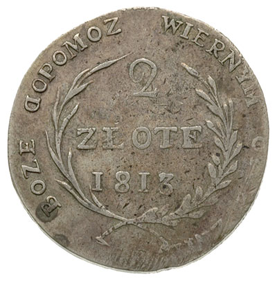 2 złote 1813, Zamość, odwrócona litera D, Plage 127, patyna