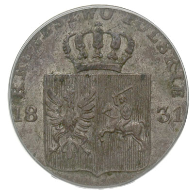 10 groszy 1831, Warszawa, Plage 277, moneta w pudełku PCGS z certyfikatem MS 62, bardzo ładnie zachowana, patyna