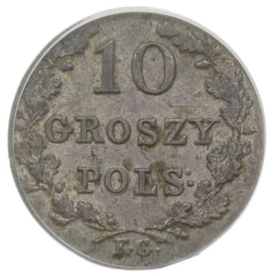 10 groszy 1831, Warszawa, Plage 277, moneta w pudełku PCGS z certyfikatem MS 62, bardzo ładnie zachowana, patyna