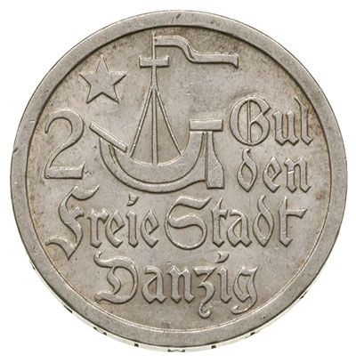 2 guldeny 1923, Utrecht, Koga, Parchimowicz 63.a, dużo blasku menniczego, delikatna patyna