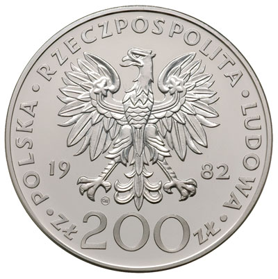 200 złotych 1982, Szwajcaria, Jan Paweł II, Parchimowicz 316.a, nakład 3000 sztuk, stempel zwykły