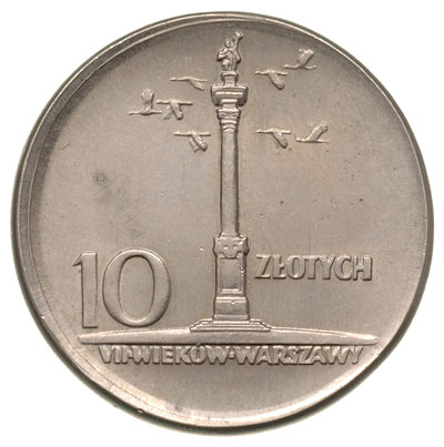 10 złotych 1965, Warszawa, \duża Kolumna Zygmunta III, moneta niecentrycznie wybita