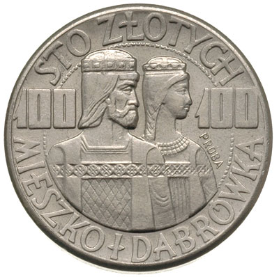 100 złotych 1960, Warszawa, Mieszko i Dąbrówka - półpostacie, próba niklowa, Parchimowicz P-341.a