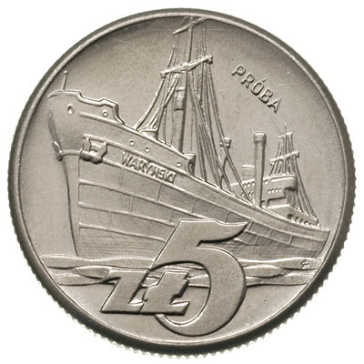 5 złotych 1960, Warszawa, statek Waryński, próba niklowa, Parchimowicz P-231.a