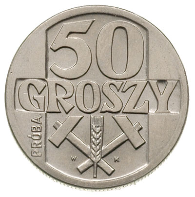 50 groszy 1958, Warszawa, \młotki i kłos, próba 