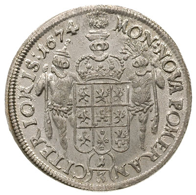 Karol XI 1660-1697, 1/3 talara = 1/2 guldena 1674, Szczecin, AAJ 128, piękny egzemplarz, patyna