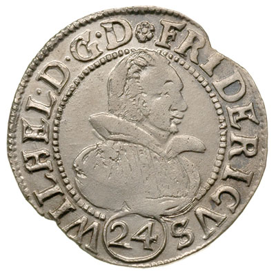24 krajcary 1621, Cieszyn, odmiana z literami H-L, F.u.S. 3049, bardzo rzadka i dość ładnie zachowana moneta