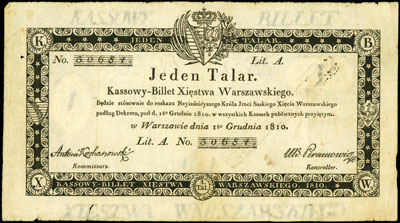 1 talar 1.12.1810, podpis \Antoni Kochanowski, Miłczak A12bc