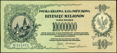 10.000.000 marek polskich 20.11.1923, seria BU, Miłczak 39b, Lucow 459 (R5) - ale nie notuje tej serii