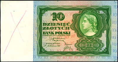 10 złotych 2.01.1928, bez oznaczenia serii i num