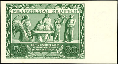 50 złotych 11.11.1936, jednostronny druk strony 