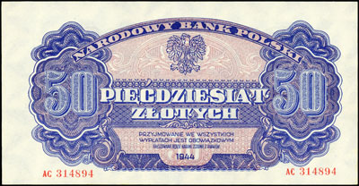 50 złotych 1944, \obowiązkowym, seria AC