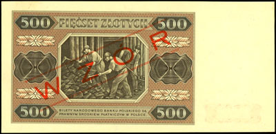 500 złotych 1.07.1948, seria BM 0000007, ukośny 