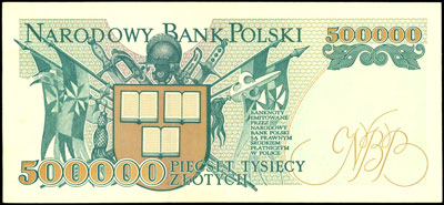 500.000 złotych 16.11.1993, seria AA, Miłczak 193b, rzadkie