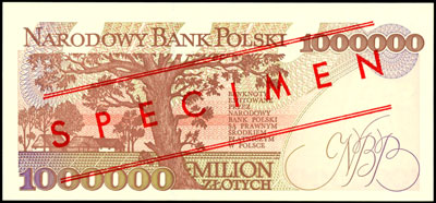 1.000.000 złotych 16.11.1993, seria A 0000000, u