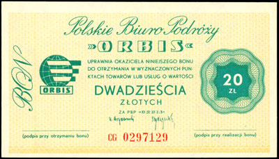 Polskie Biuro Podróży \ORBIS, bon na 20 złotych bez daty