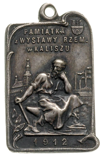 Wystawa Rzemieślnicza w Kaliszu w 1912 r., jednostronny pamiątkowy medalik z uszkiem