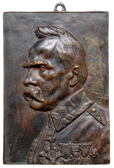 Józef Piłsudski, jednostronna plakieta z uszkiem