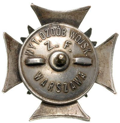 odznaka pamiątkowa Front Litewsko - Białoruski, posrebrzana 39x39 mm, emalia czarna i czerwona, podobna do Stela 14.1.12.b, ale mniejsza i z napisem FRONT / LIT - BIAŁ / 1919-1920, nakrętka WYT. OZDÓB WOJSK / Z. F. / WARSZAWA, rzadka i ładnie zachowana