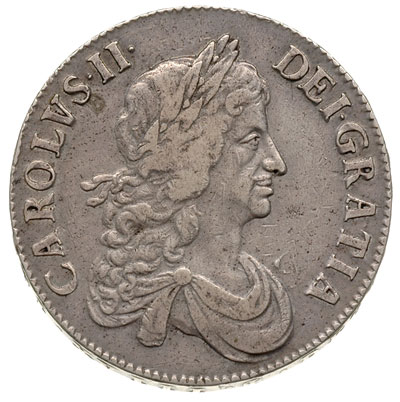 korona 1666, Aw: Popiersie w prawo, Rw: Cztery tarcze herbowe, na rancie XVIII, srebro 29.64 g, S. 3355, patyna
