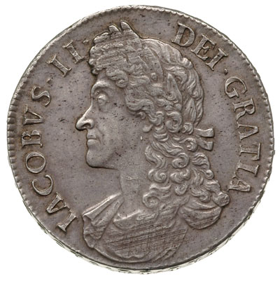 korona 1687, Aw: Popiersie w lewo, Rw: Cztery tarcze herbowe, na rancie TERTIO, srebro 30.20 g, S 3407, patyna