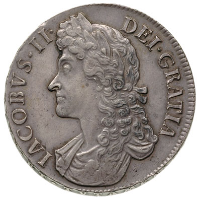 korona 1688, Aw: Popiersie w lewo, Rw: Cztery tarcze herbowe, na rancie QVARTO, srebro 29.76 g, S. 3407, patyna