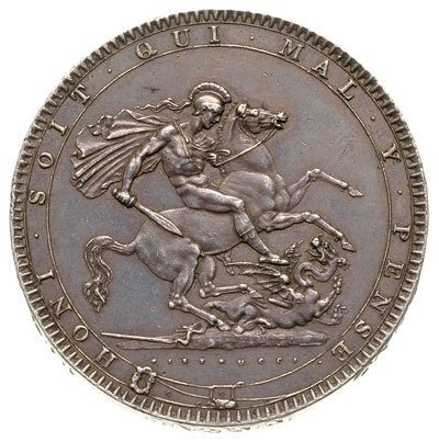 korona 1819, Aw: Popiersie w prawo, Rw: Św. Jerzy na koniu walczący ze smokiem, na rancie LIX., srebro 28.21 g, S. 3787, ciemna patyna