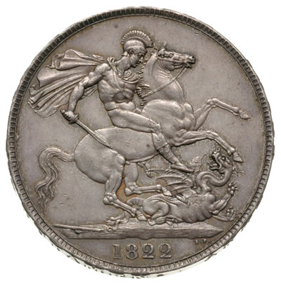korona 1822, Aw: Popiersie w lewo, Rw: Św. Jerzy na koniu walczący ze smokiem, na rancie TERTIO, srebro 28.31 g, S. 3805, ładna patyna