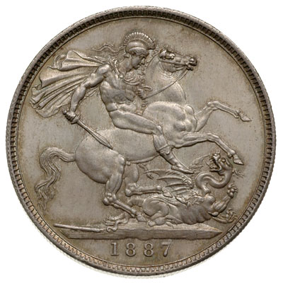 korona typu jubileuszowy 1887, srebro 28.39 g, S. 3921, piękny stan zachowania, delikatna patyna