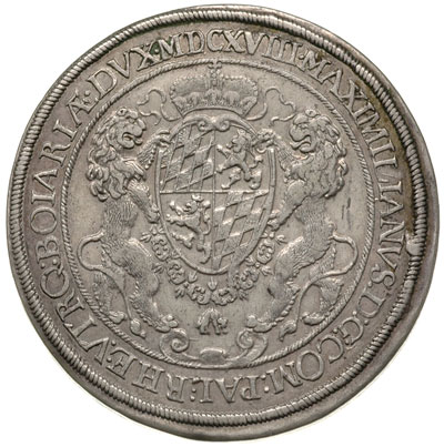 Maksymilian I 1598-1651, talar 1618, Monachium, srebro 28.50 g, Dav. 6064, Hahn 62.a, Wittelsbach 823
