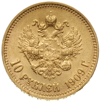 10 rubli 1909 (ЭБ), Petersburg, złoto 8.60 g, Ka