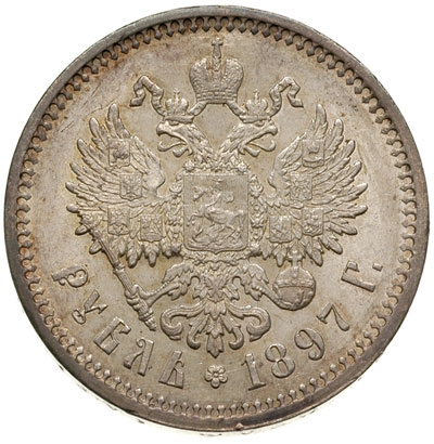 rubel 1897 (АГ), Petersburg, Kazakov 76, piękny, patyna