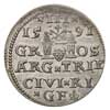 trojak 1591, Ryga, Iger R.91.1.d.- odmiana z krzyżykiem na końcu napisu na awersie, Gerbaszewski 3..