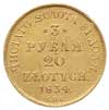 3 ruble = 20 złotych 1834, Petersburg, złoto 3.92 g, Plage 299, Bitkin 1075 (R), bardzo ładne