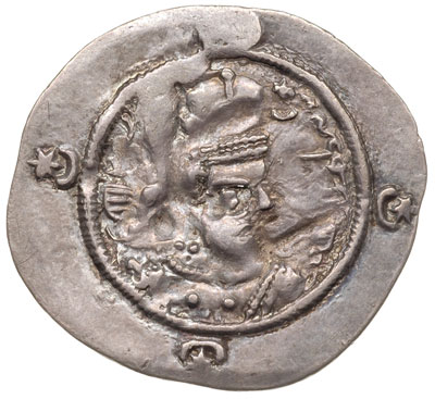 drachma, Aw: Popiersie władcy w prawo, Rw: Płonący ołtarz, obok dwie postacie, srebro 4.07 g