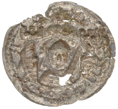 brakteat, ok.1157 r.; Popiersie z mieczem na wpr