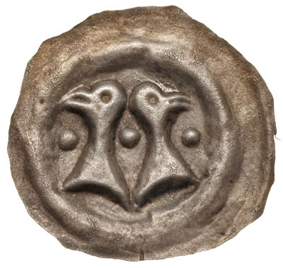 brakteat (XII-XIV w.); Dwie głowy orłów odwrócon