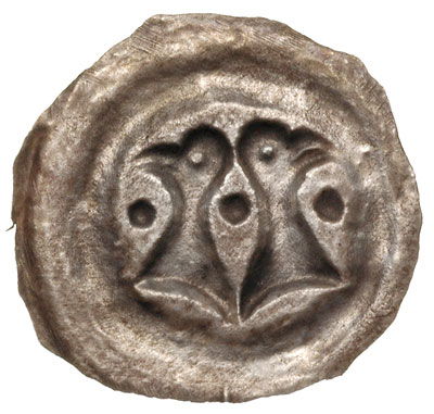 brakteat (XII-XIV w.); Dwie głowy orłów odwrócon