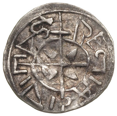 denar, Aw: Krzyż, w polach kliny i napis w otoku