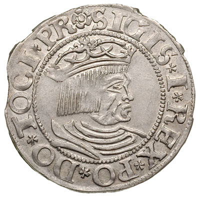 grosz 1533, Gdańsk, moneta wybita z końca blachy, ale ładnie zachowana